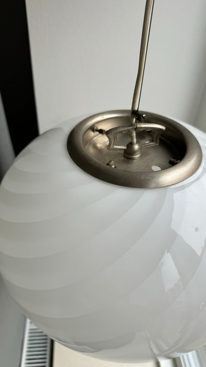 Murano oval pendant with white swirl, 35 cm