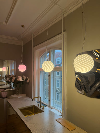 Pink Murano pendant with classic swirl, 20 cm