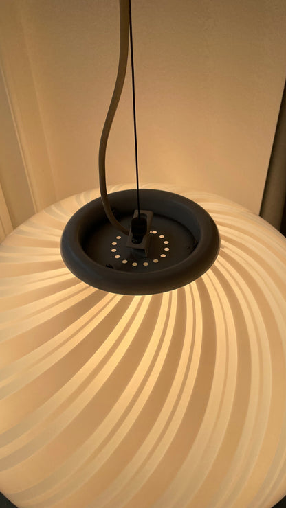 Murano oval pendant with white transparent swirl, 40 cm