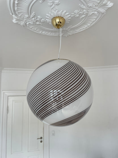 Vintage Murano pendant lamp with brown swirl, 45 cm