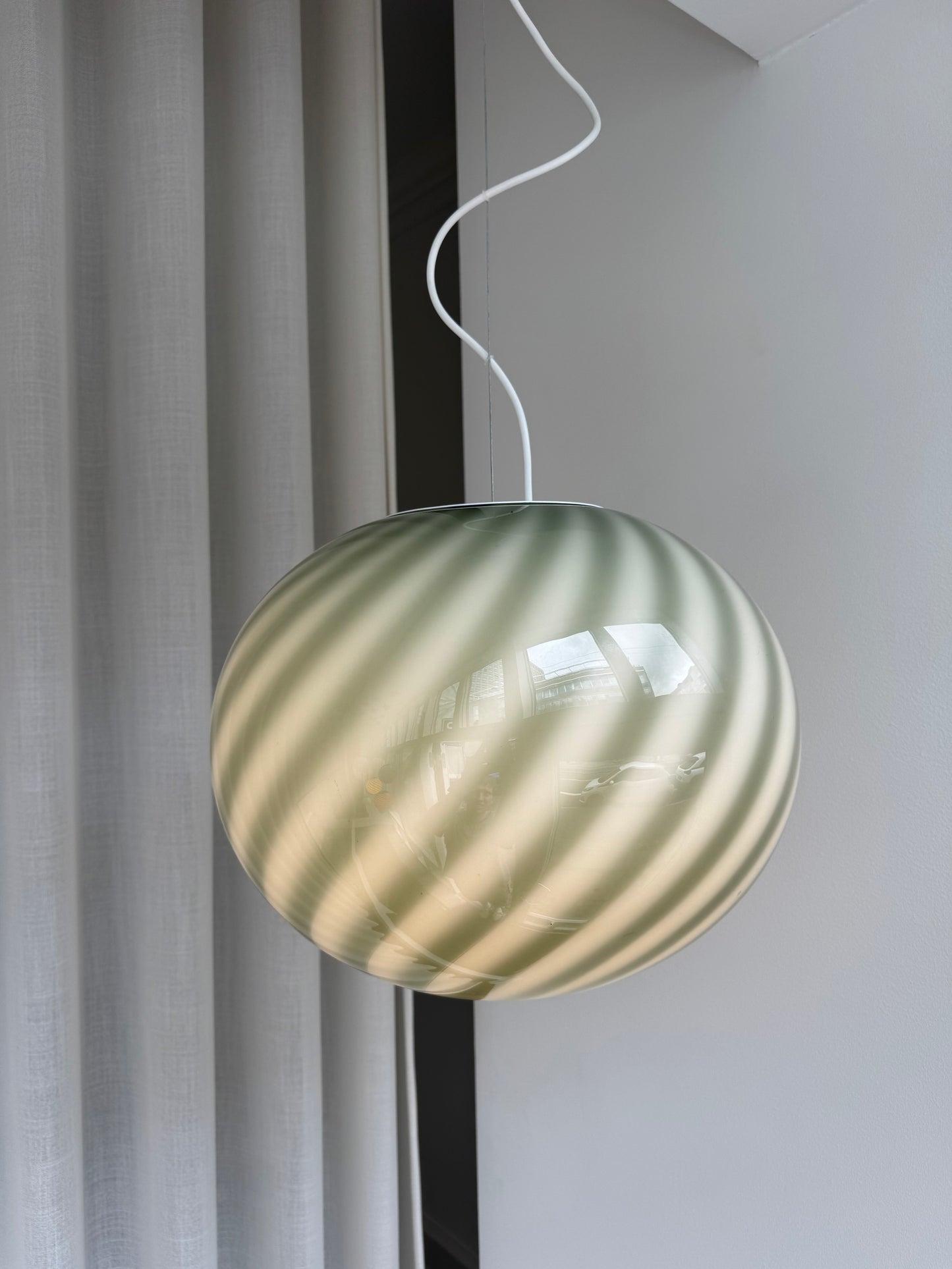 Mørkegrøn oval Murano pendel, 40 cm