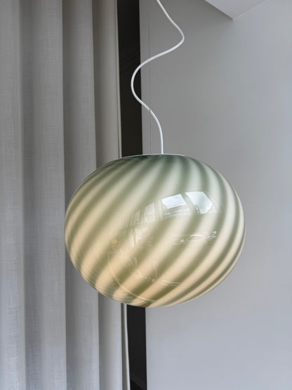 Mørkegrøn oval Murano pendel, 40 cm