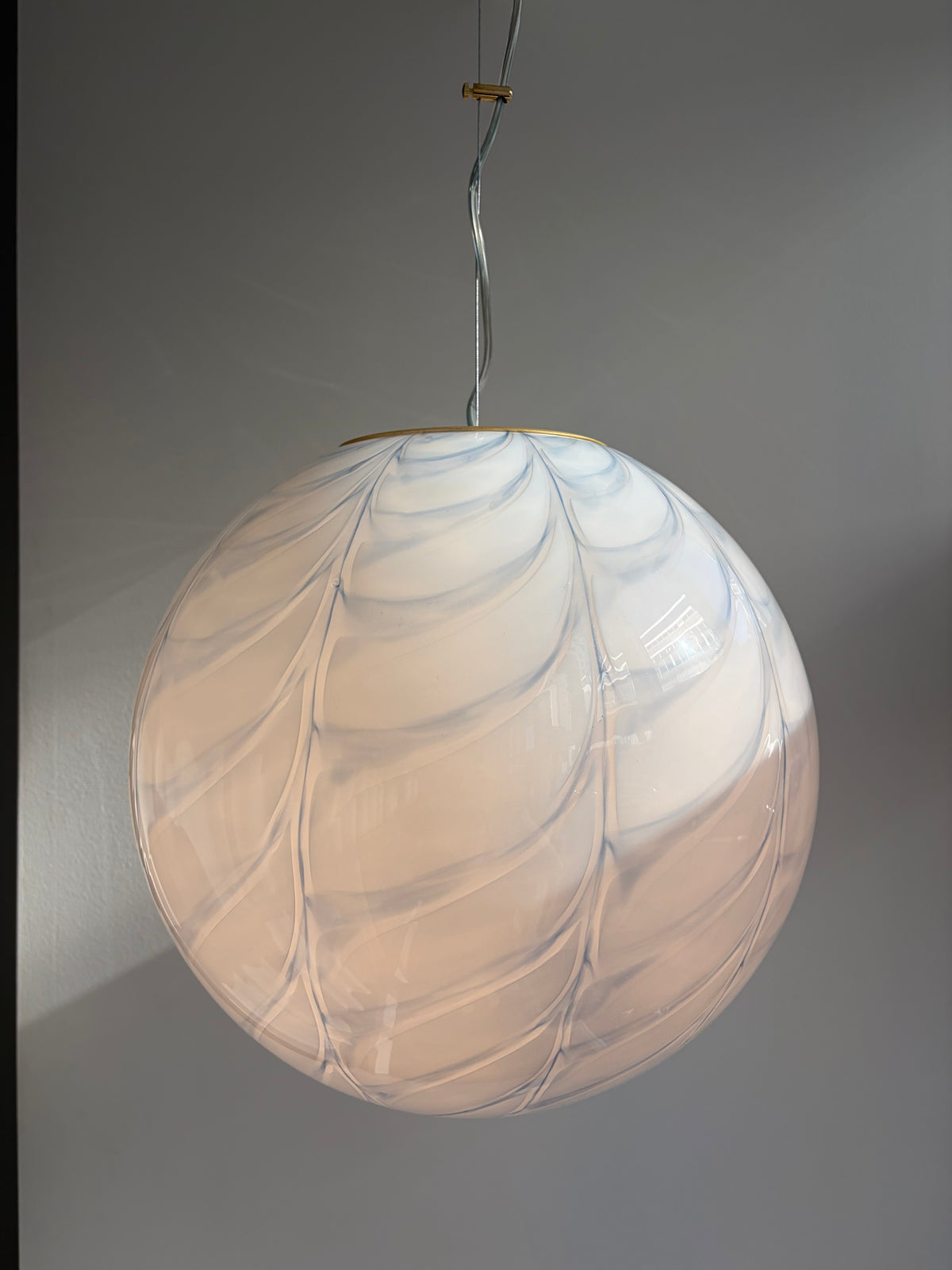 Lyseblå Murano peacock pendel, 40 cm