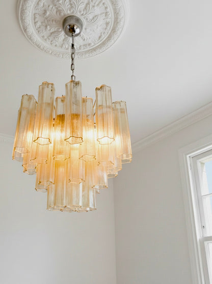 Murano lysekrone | Tuber | 36 glas | Rav/gul