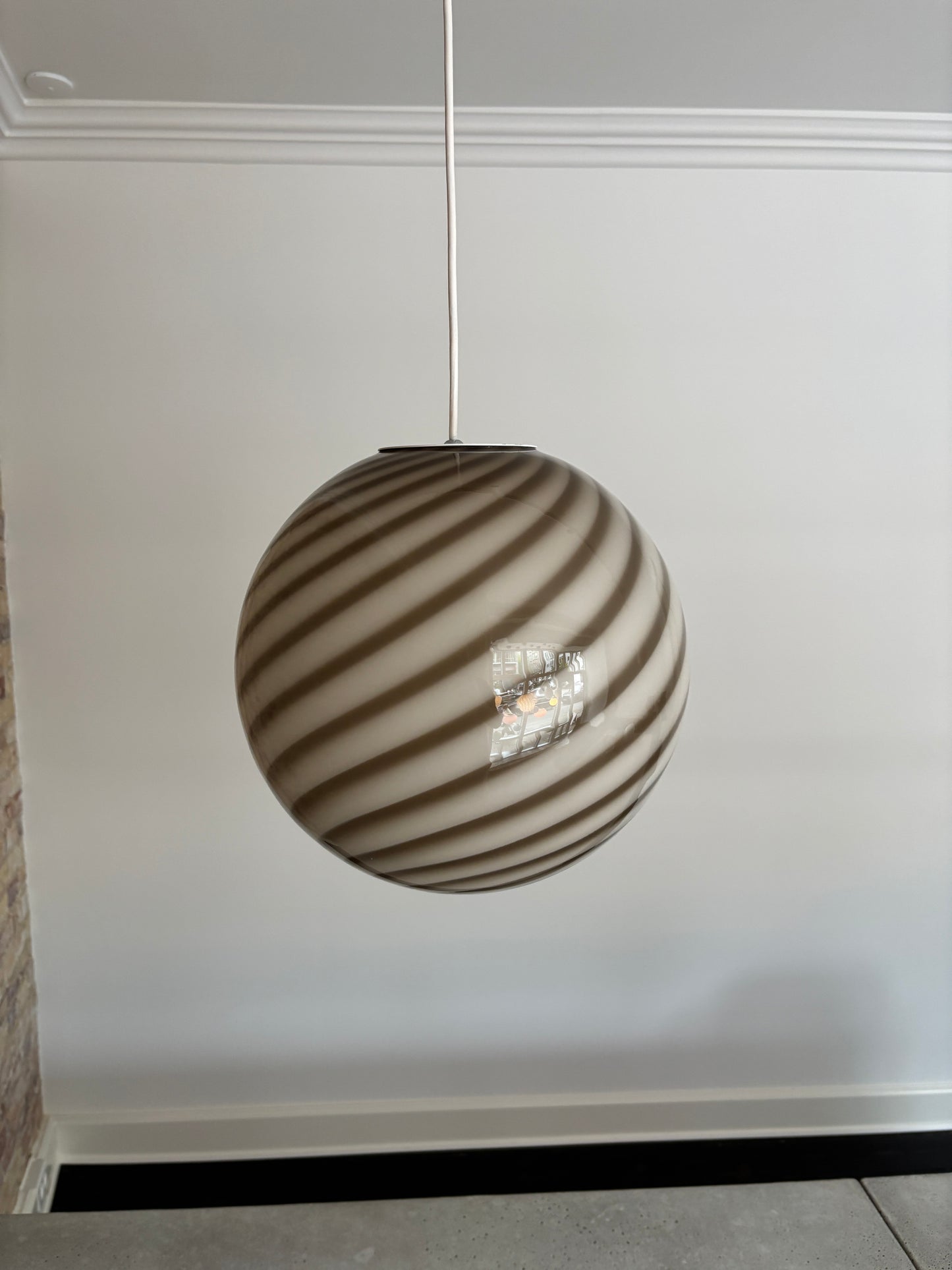 Murano ceiling lamp in grey and brown swirl, 30 cm