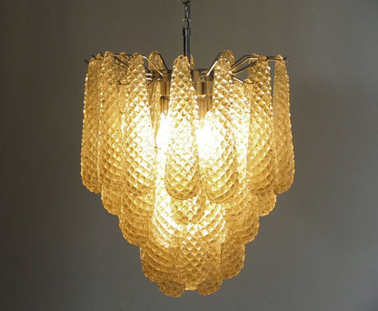 Murano lysekrone | Dråber | 41 glas | Rav/gul