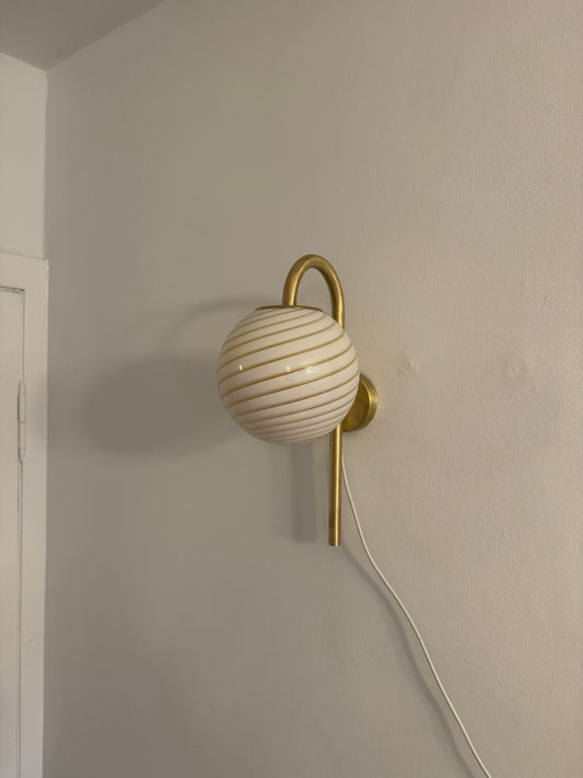 Murano væglampe i creme swirl, 43 cm høj