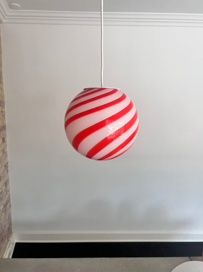 Red swirl Murano pendant lamp, 20 cm