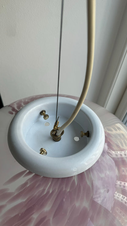 Gray and pink pendant, 38 cm