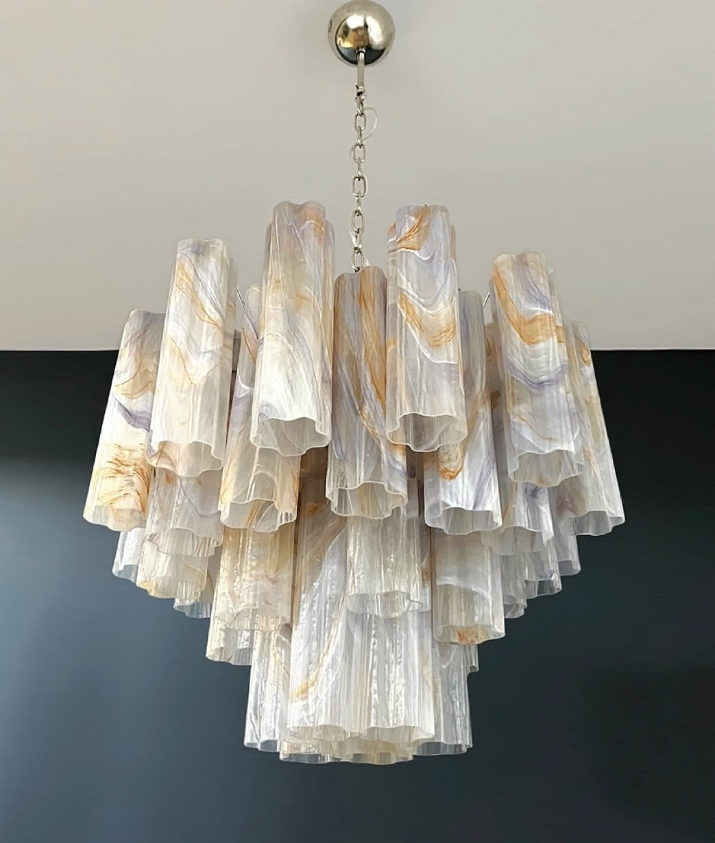 Murano Chandelier | Tuber | 36 glass elements | 'Wisteria' alabaster