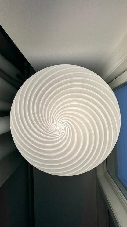 Murano oval pendant with white swirl, 40 cm