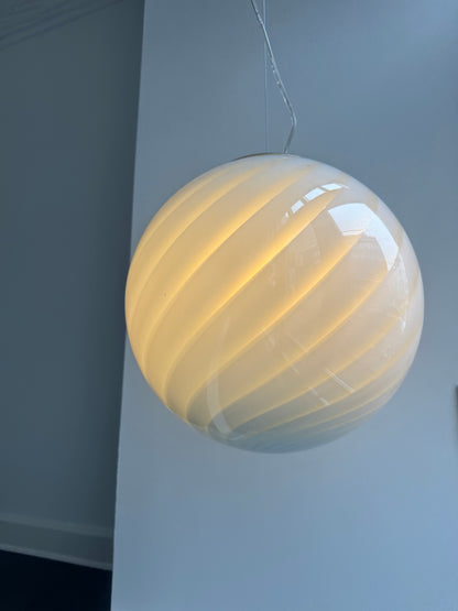 Stor rund lyseblå Murano pendel, 40 cm