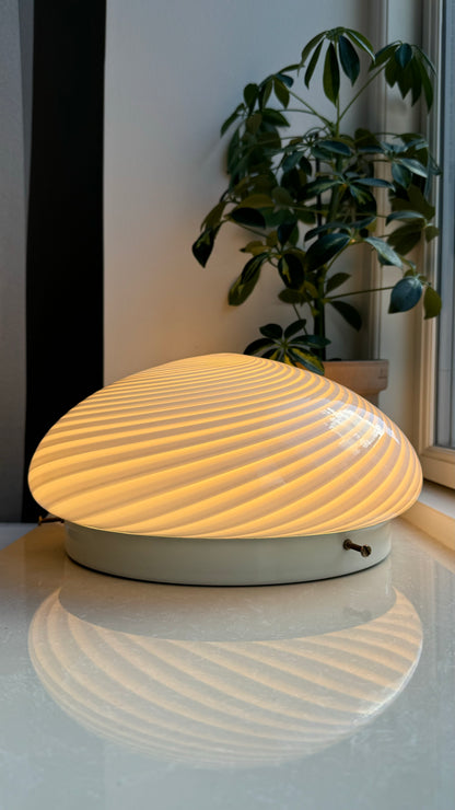 Beautiful vintage Murano ceiling lamp in white swirl, 30 cm