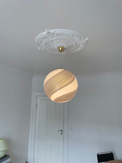 Vintage Murano pendant lamp with brown swirl, 45 cm