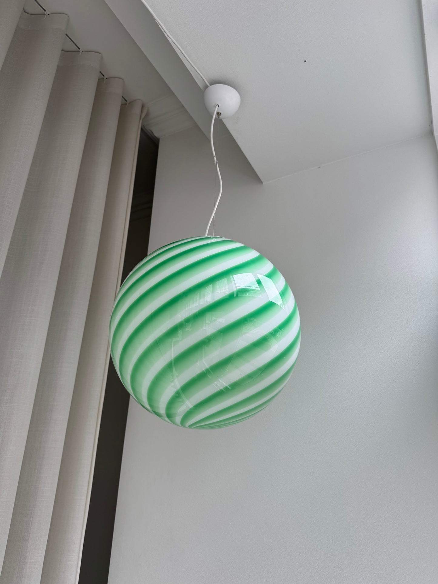 Green Murano candy ceiling lamp, 40 cm