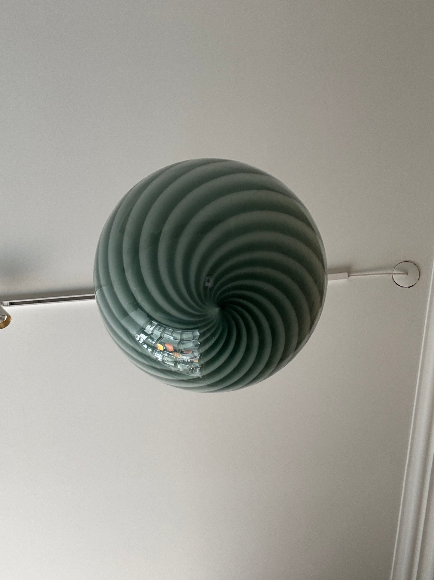 Dark green Murano swirl pendant light, 30 cm