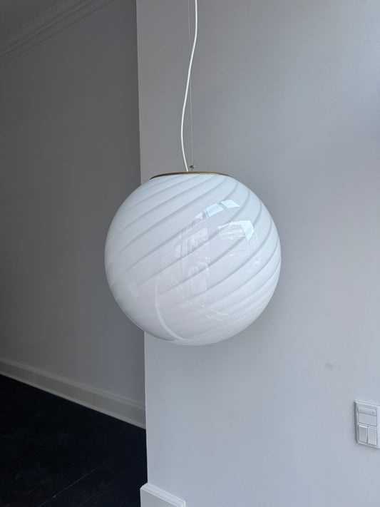 Klassisk hvid murano pendel, 40 cm