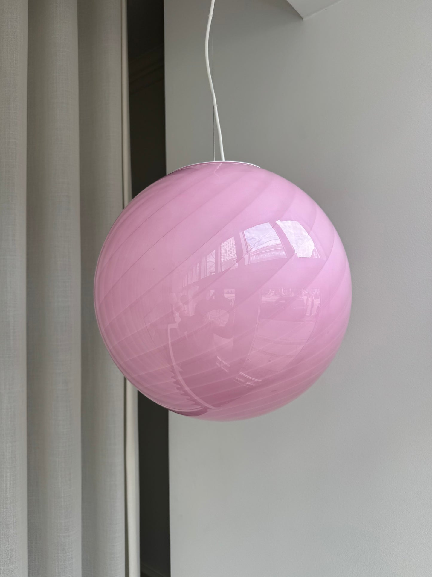 Lyserød Murano candy pendel, 40 cm