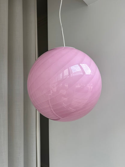 Lyserød Murano candy pendel, 40 cm