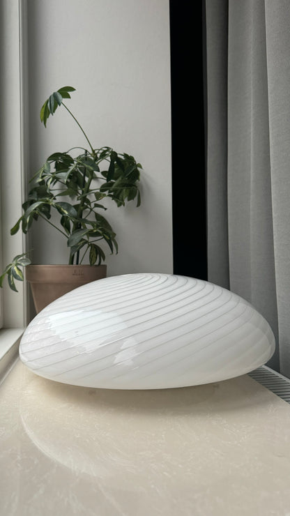 Murano ceiling lamp in classic white swirl, 38cm