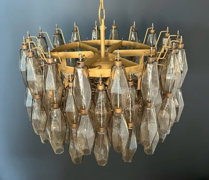 Murano chandelier | Poliedri | 107 glass | Smoked