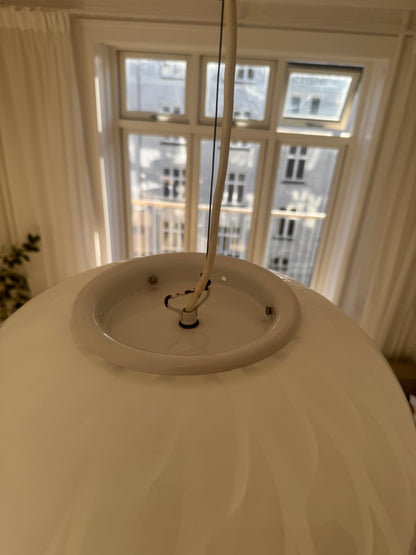 Huge, white peacock Murano pendant with original sticker, 45 cm