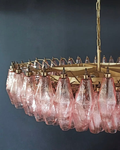 Murano lysekrone | Poliedri | 185 glas | Lyserød