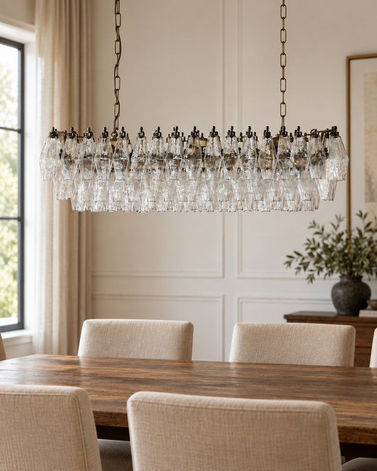 Murano lysekrone | Poliedri | 138 glas | Klar