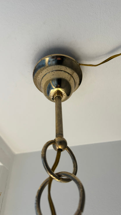 Murano oval pendant with white swirl, 40 cm