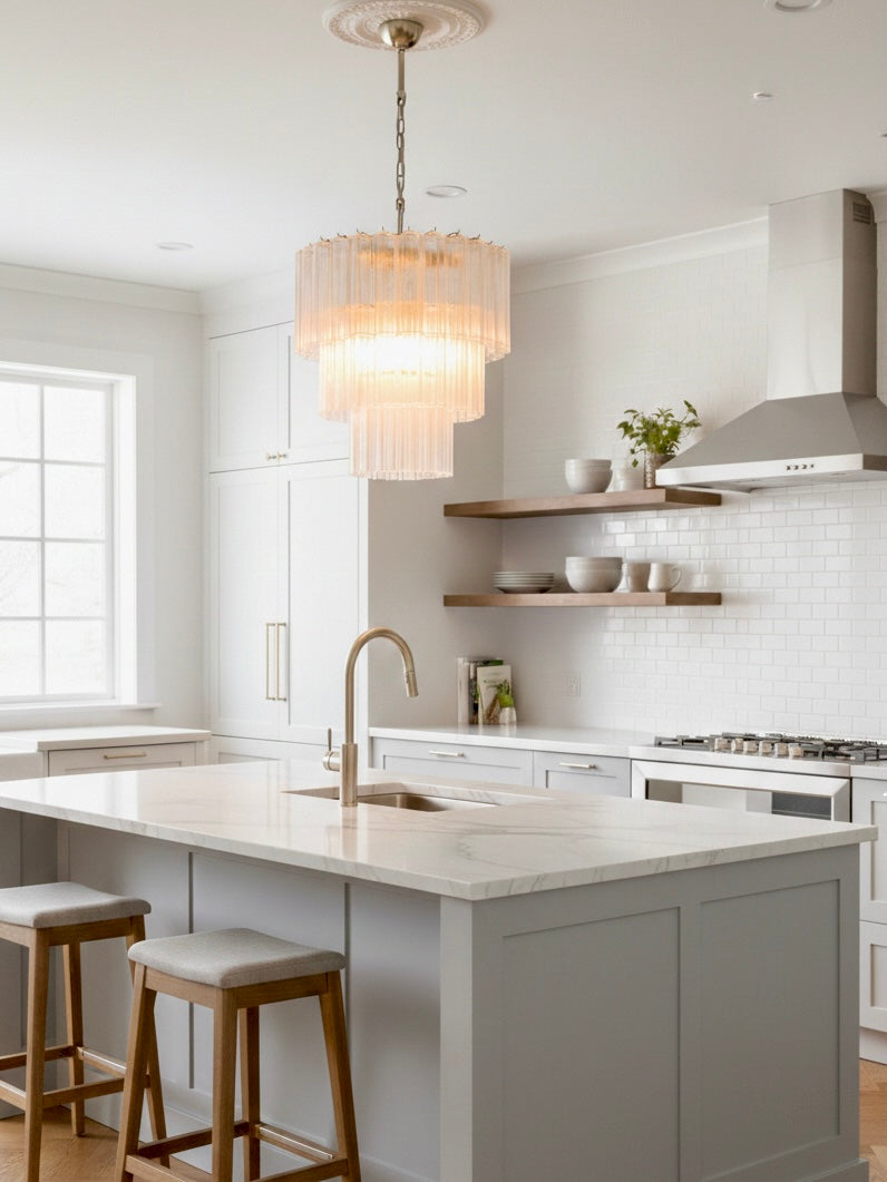 Murano lysekrone | Tuber | 52 glas | Klart glas