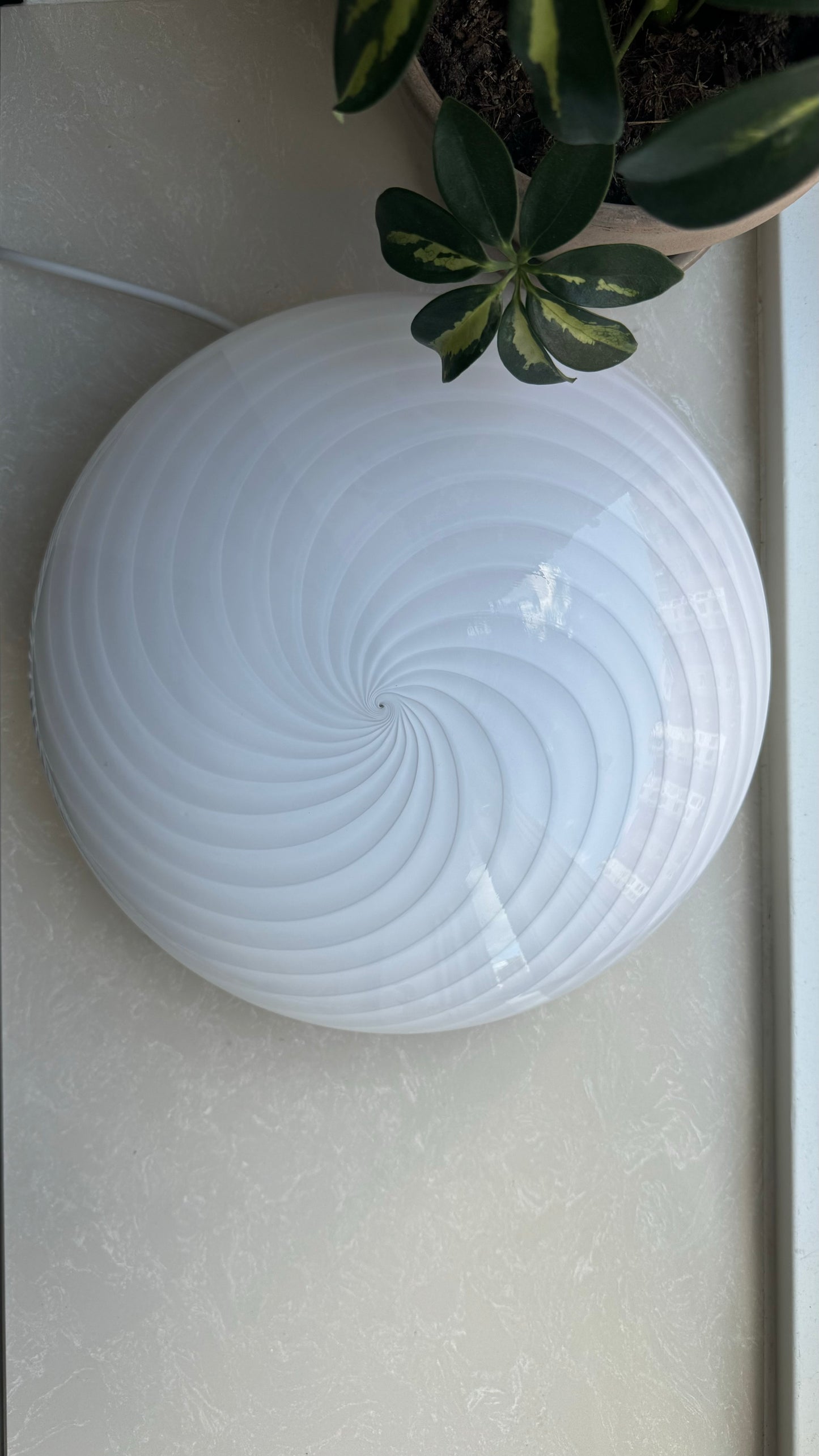 Murano plafond i klassisk hvid swirl, 30 cm