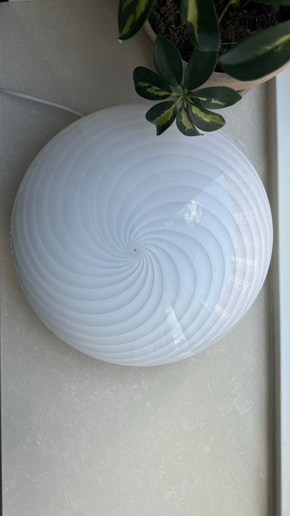 Murano plafond i klassisk hvid swirl, 30 cm