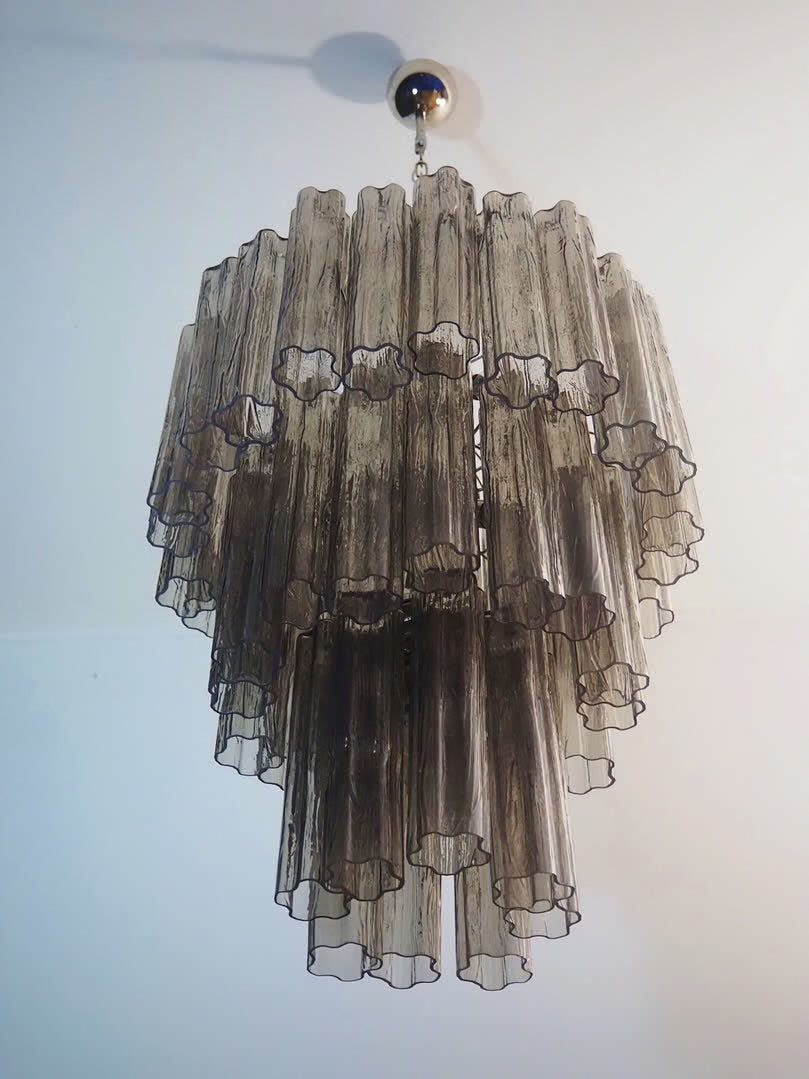 Murano Chandelier | Tuber | 48 Glass Pieces | Smoke-colored Glass