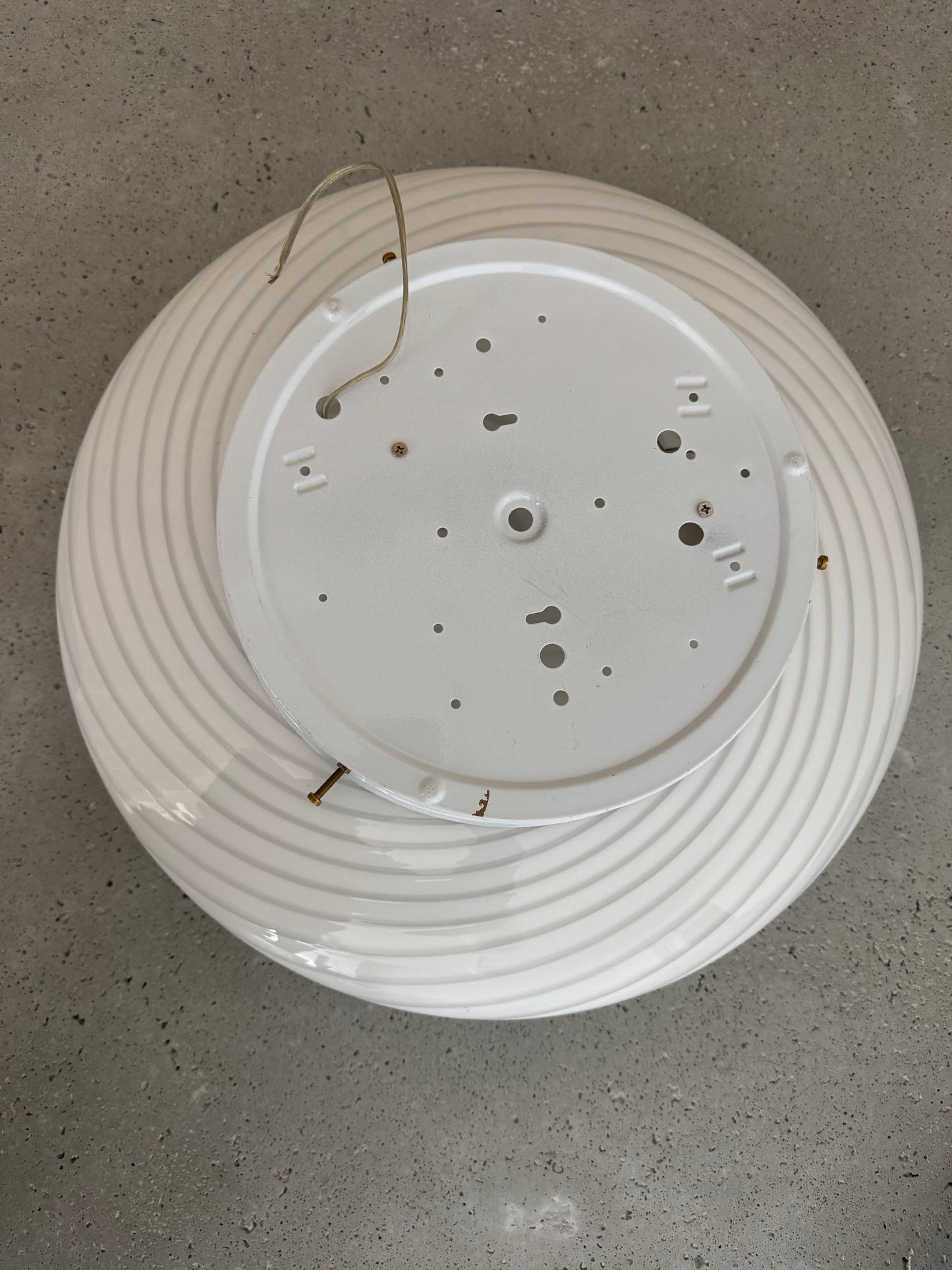 Kæmpe vintage Murano plafond lampe m. indgravering, 45 cm