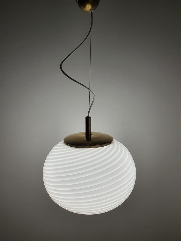 Vintage Murano pendant in white swirl, 36 cm