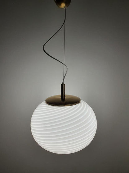Vintage Murano pendant in white swirl, 36 cm