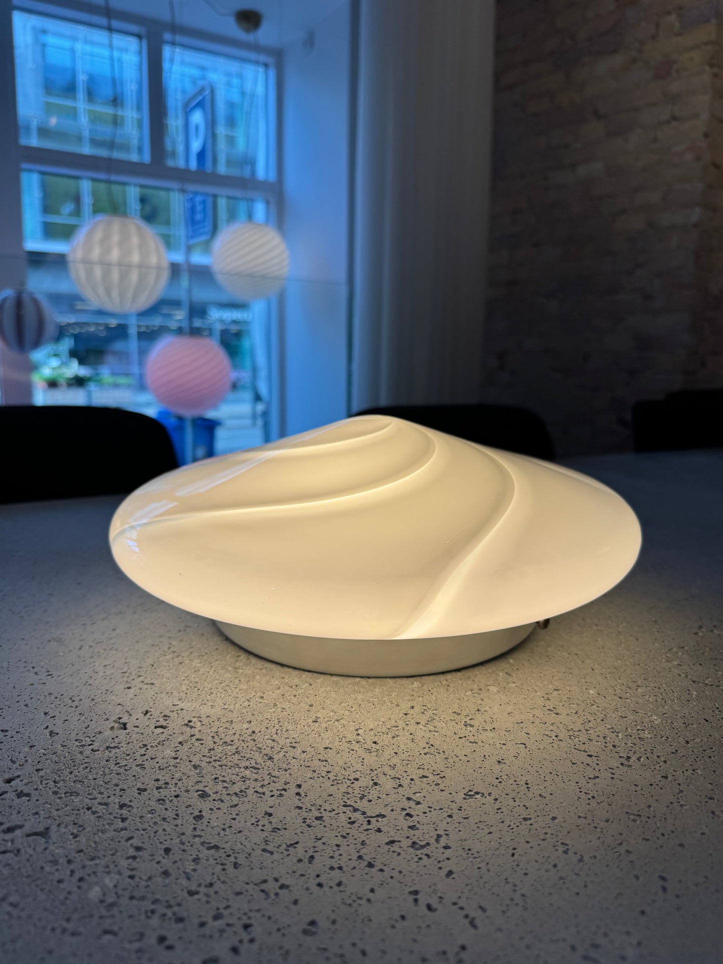 Hvid vintage Murano plafond lampe, 30 cm