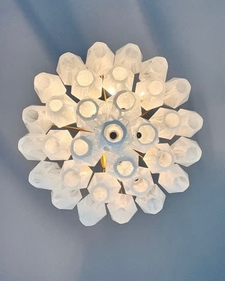 Murano lysekrone | Poliedri | 32 glas | Hvid alabaster