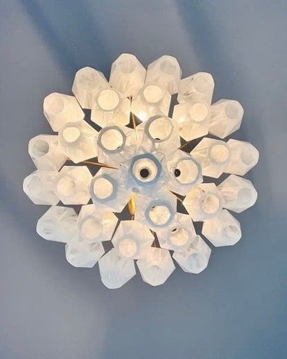 Murano lysekrone | Poliedri | 32 glas | Hvid alabaster