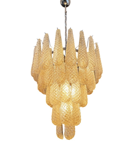 Murano lysekrone | Dråber | 52 glas | Rav/gul