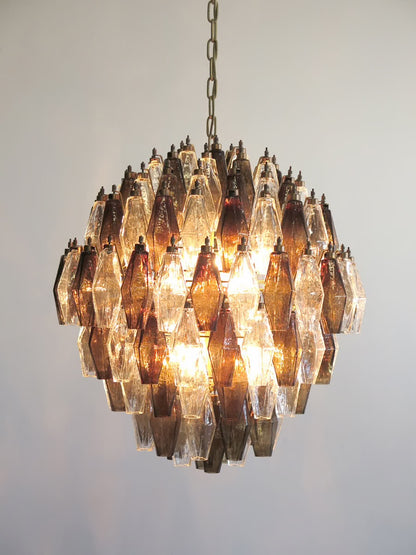 Murano lysekrone | Poliedri | 140 glas | Klar/smoked