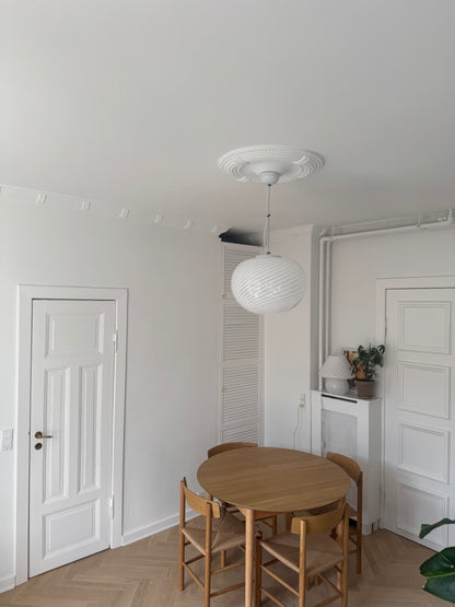 Classic vintage Murano pendant lamp with white swirl, 41 cm