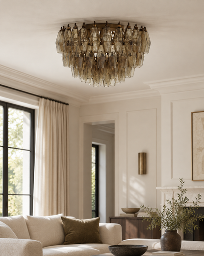 Murano chandelier | Poliedri | 84 glass | Smoked