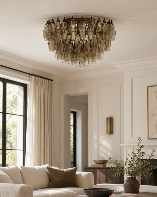 Murano lysekrone | Poliedri | 84 glas | Smoked