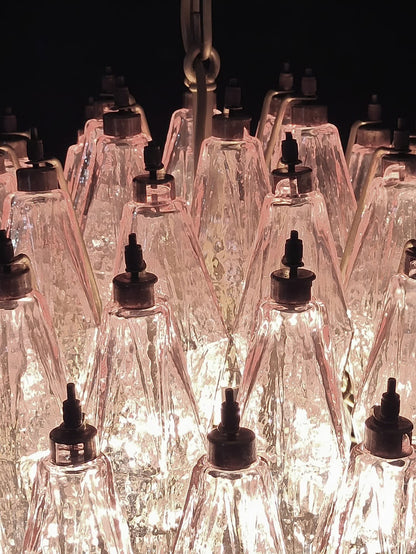 Murano lysekrone | Poliedri | 140 glas | Lyserød
