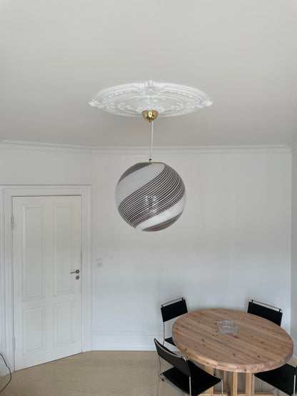 Vintage Murano pendant lamp with brown swirl, 45 cm