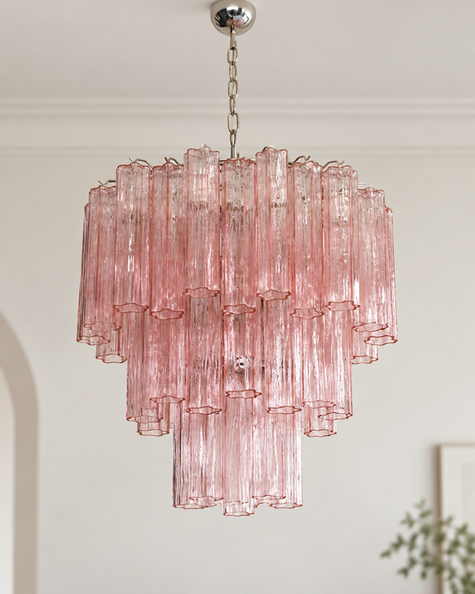 Murano chandelier | Tubes | 48 glass | Pink/rose