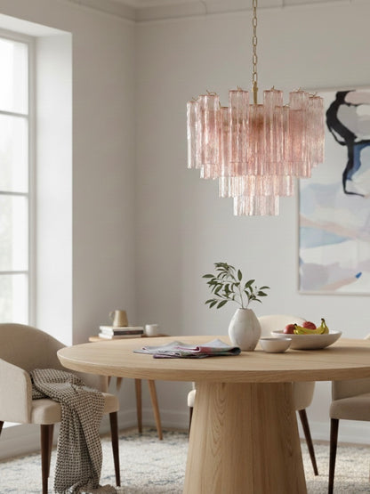 Murano lysekrone | Tuber | 36 glas | Lyserød/rosa