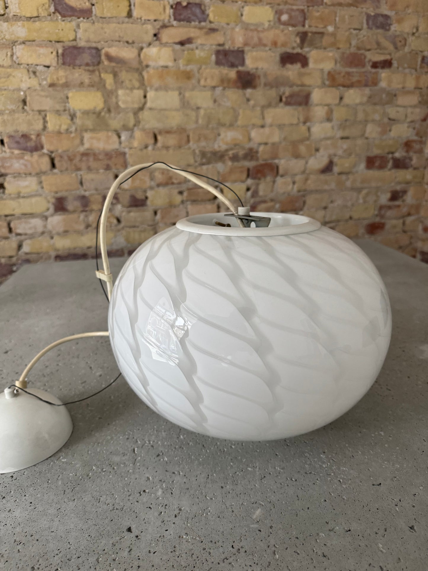 Vintage peacock Murano pendel m. indgravering, 30 cm