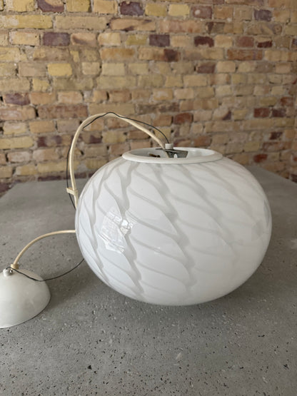 Vintage peacock Murano pendel m. indgravering, 30 cm